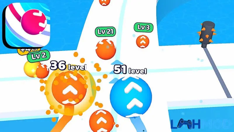 Ảnh 4 của Tải Level Up Balls! Apk v2.18 cho Android Hình ảnh nhiều quả bóng với các màu sắc và hiệu ứng khác nhau