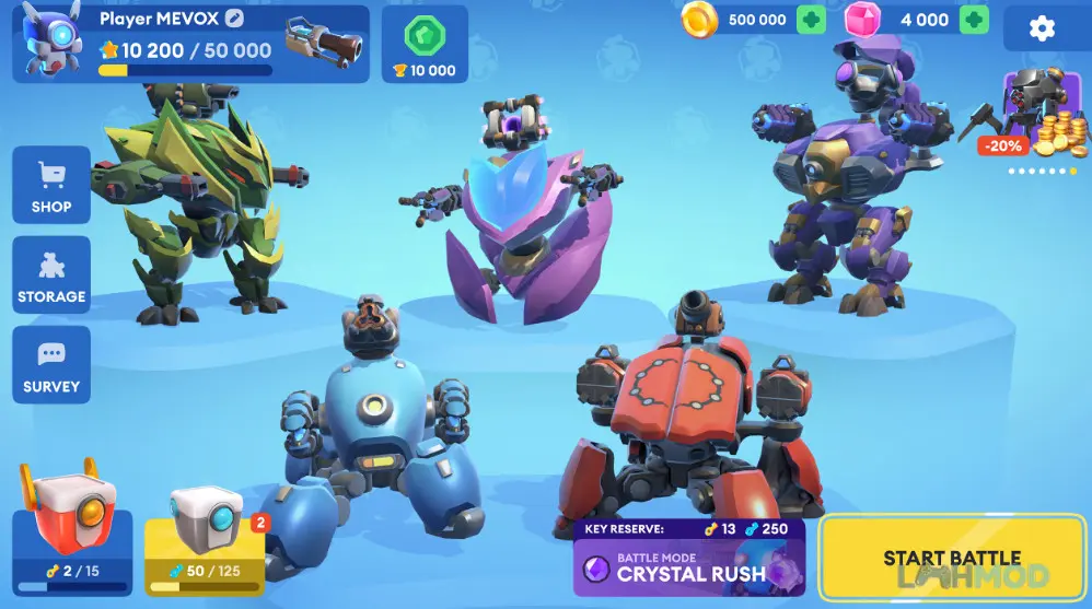 Ảnh 2 của Little Big Robots Mod Apk v2.0.3 (God Mode, Dumb Enemy) Hai robot đang giao tranh dữ dội trong Little Big Robots