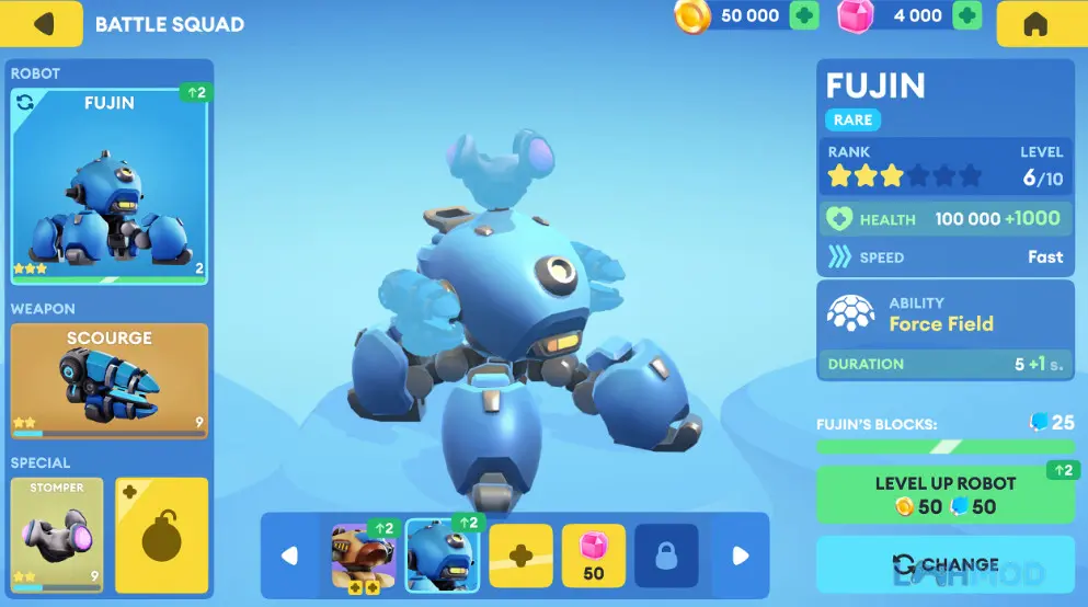 Ảnh 3 của Little Big Robots Mod Apk v2.0.3 (God Mode, Dumb Enemy) Một robot đang di chuyển qua khu vực bị phá hủy