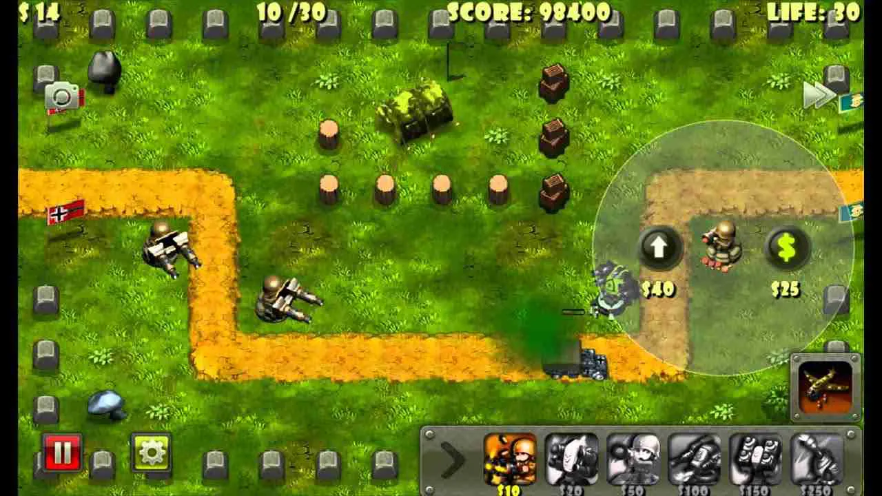 Ảnh 3 của Little Commander – WWII TD Mod APK 1.9.3 (Mua sắm miễn phí) Hệ thống phòng thủ trong Little Commander