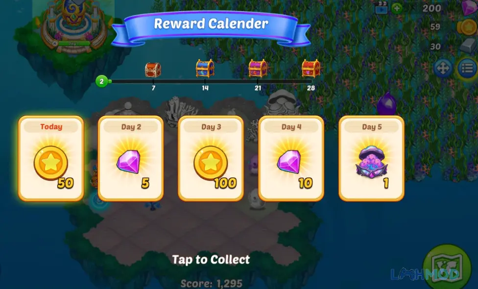 Ảnh 2 của Tải Merge Mermaids Mod Apk 3.20.0 (Free Shopping) cho Android iOs Các loại vật phẩm và sinh vật đa dạng trong game Merge Mermaids