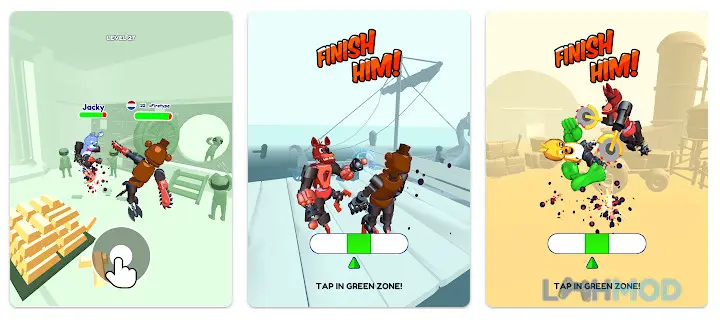 Ảnh 2 của Tải Merge Ragdoll Fighting Mod Apk v0.0.49 (Miễn phí phần thưởng) cho Android iOs Cảnh chiến đấu trong Merge Ragdoll Fighting với nhân vật ragdoll đối đầu kẻ địch