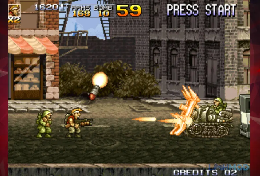 Ảnh 4 của Tải METAL SLUG 4 ACA NEOGEO Mod Apk 1.1.2 (Full Game) cho Android iOs Một cảnh cận cảnh nhân vật Fio và phương tiện tăng trong METAL SLUG 4