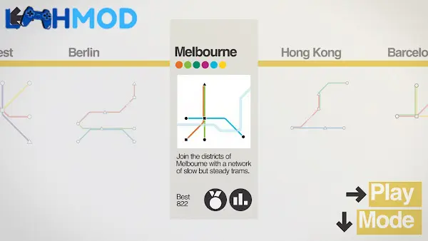 Ảnh 3 của Mini Metro MOD APK 2.51.0 (Mở khóa mọi cấp độ) Android Một hệ thống tàu điện ngầm đang phát triển với nhiều tuyến và ga