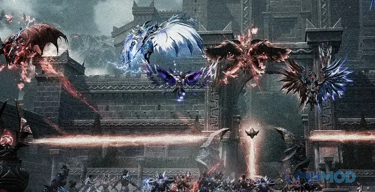 Ảnh 2 của Tải MU Khởi Nguyên 3 Mod Apk 1.0.9 (Vô Hạn Tiền) cho Android iOs Ảnh chụp màn hình giao diện game MU Khởi Nguyên 3 với các biểu tượng kỹ năng