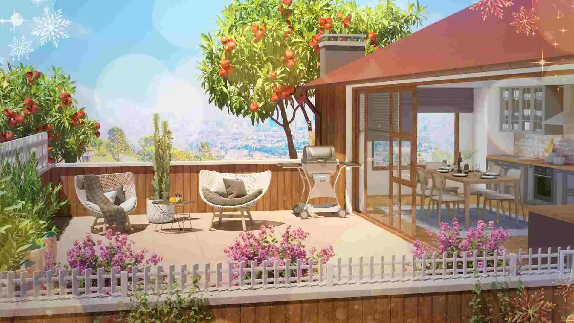 Ảnh 3 của My Home Design Garden Life Mod APK 1.1.1 Miễn phí iTem+999999 Màn hình chỉnh sửa khu vườn với nhiều tùy chọn đồ vật và bố cục trong My Home Design Garden Life mod