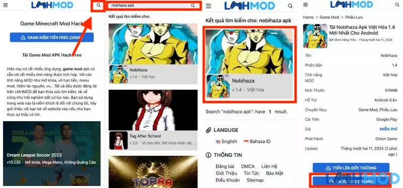 Ảnh 4 của Tải Nobihaza Apk Full Việt Hóa 1.4 Mới Nhất Giao diện nút tải xuống game Nobihaza Apk