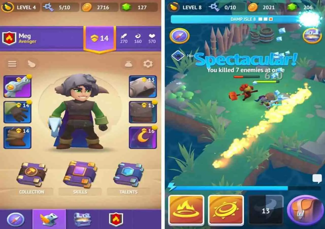 Ảnh 2 của Nonstop Knight 2 Mod APK v3.1.3 (Menu, God Mode, One Shot Kill, Mana, Pets) Cảnh gameplay của Nonstop Knight 2 Mod, hiệp sĩ đang chiến đấu trong hầm ngục