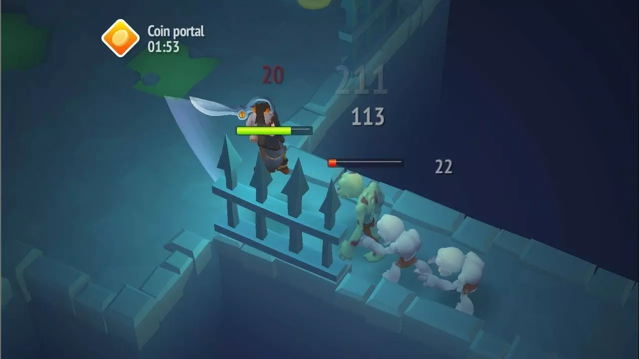 Ảnh 3 của Nonstop Knight 2 Mod APK v3.1.3 (Menu, God Mode, One Shot Kill, Mana, Pets) Màn hình nhân vật trong Nonstop Knight 2 Mod với các trang bị và kỹ năng