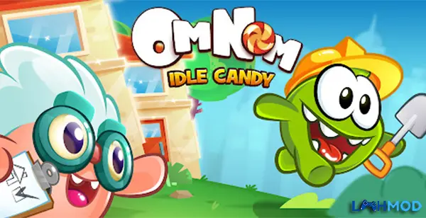 Ảnh 1 của Tải Om Nom Idle Candy Factory MOD APK 0.21.1 (Vô hạn tiền) iOS Chú ếch Om Nom đang chờ ăn kẹo trong nhà máy