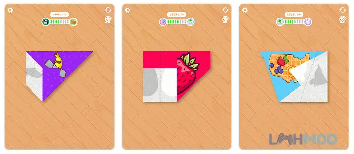 Ảnh 4 của Tải Paper Fold Mod Apk 1.91 (Vô Hạn Tiền) cho Android iOs Màn hình kết thúc của Paper Fold Mod, hiển thị bức ảnh đã hoàn thành và điểm số