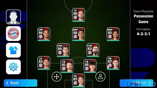 Ảnh 3 của Tải Pes 2025 Apk v10.0.0 Dành Cho Android Alt text mô tả người chơi xây dựng đội hình trong PES 2025 Apk