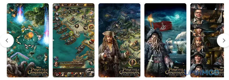 Ảnh 2 của Tải Pirates of the Caribbean ToW Apk 1.0.236 cho Android iOs Một hạm đội tàu cướp biển đang di chuyển trên biển