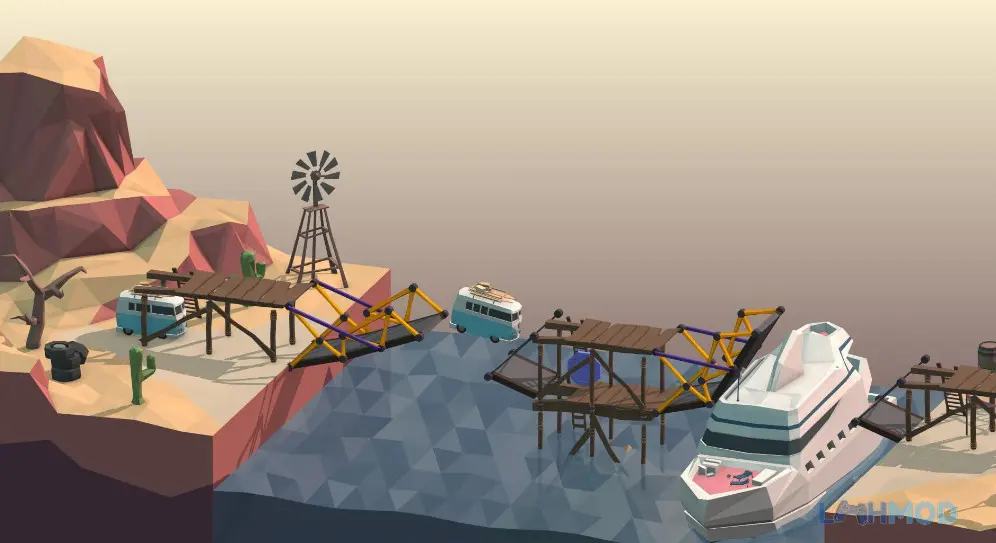 Ảnh 2 của Tải Poly Bridge Mod Apk 1.2.2 (God Mode/Unlock all level) cho Android iOs Xây cầu trong Poly Bridge Mod