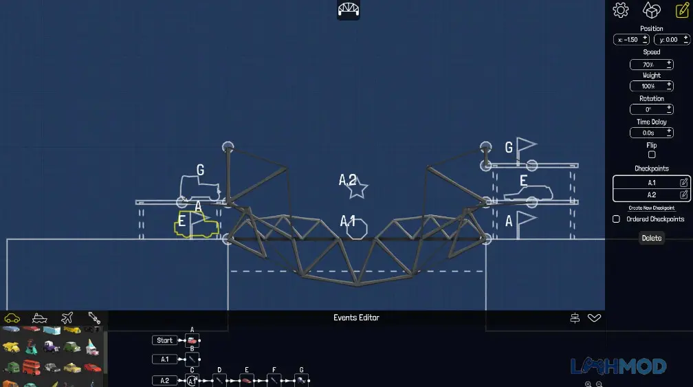 Ảnh 3 của Tải Poly Bridge Mod Apk 1.2.2 (God Mode/Unlock all level) cho Android iOs Poly Bridge Mod với nhiều phương tiện