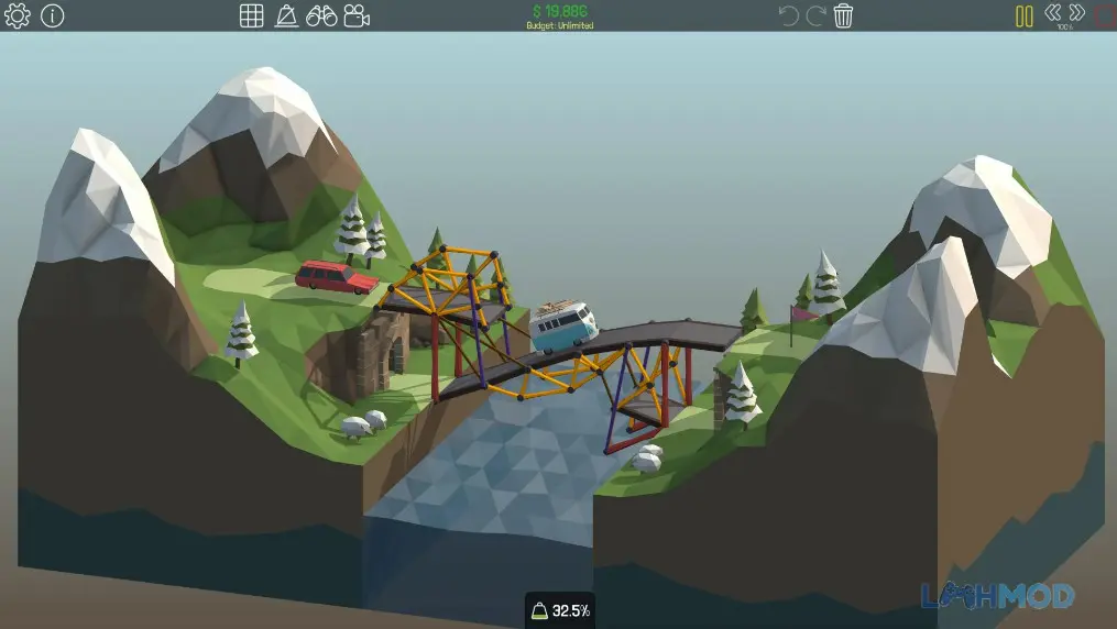 Ảnh 4 của Tải Poly Bridge Mod Apk 1.2.2 (God Mode/Unlock all level) cho Android iOs Kiểm tra cầu trong Poly Bridge Mod