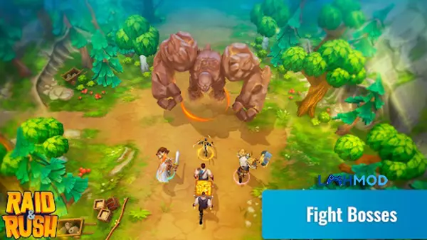 Ảnh 2 của Tải Raid & Rush MOD APK 1.1.16 (Phần thưởng miễn phí) Android iOS Một anh hùng hiệp sĩ đang chiến đấu chống lại quái vật