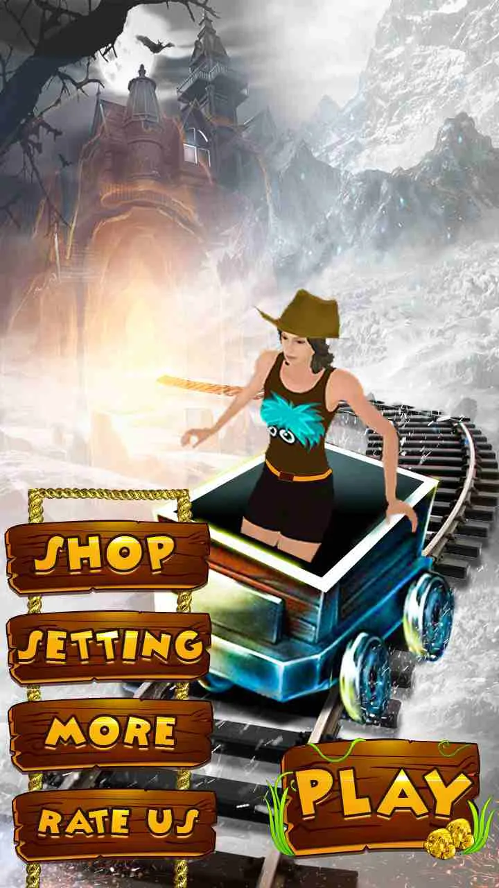 Ảnh 1 của Rail Rush Mod APK v1.9.24 (Menu, Mở Khóa, Vô Hạn Tiền) Cảnh chơi game Rail Rush với toa xe đang thu thập vàng