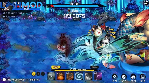 Ảnh 1 của Raising Gumiho: Idle MOD APK 1.42.01 (Chế độ thần) Giao diện game Raising Gumiho: Idle MOD với các nhân vật và giao diện chiến đấu