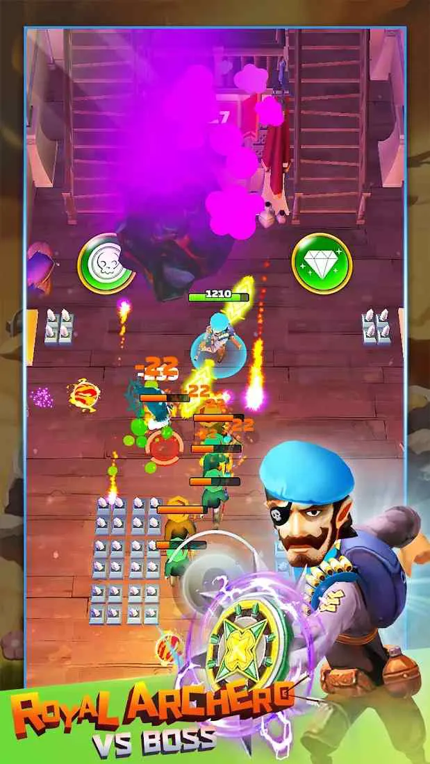 Ảnh 2 của Royal Archero VS BOSS Mod APK 1.9 (Menu, Onehit, Kim Cương, Bất tử, Tốc Độ) Anh hùng sử dụng kỹ năng trong hầm ngục