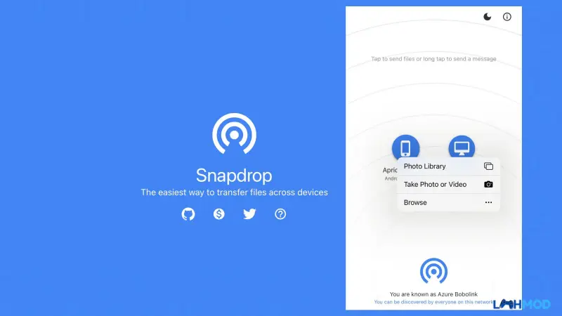 Ảnh 2 của Tải Snapdrop Apk 0.4 cho Android Giao diện Snapdrop trên điện thoại, hiển thị các thiết bị đã kết nối