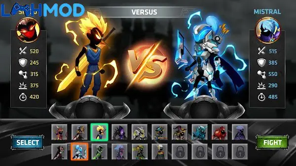 Ảnh 2 của Stickman Legends Premium MOD APK v7.0.2 (One Hit) Chiến binh Stickman trong trận chiến ác liệt với quái vật