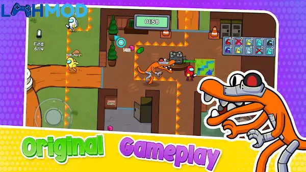 Ảnh 1 của Survivor In Rainbow Monster MOD APK 1.1.3 (Vô hạn tiền) Cảnh người chơi đối mặt với Rainbow Monster trong môi trường game