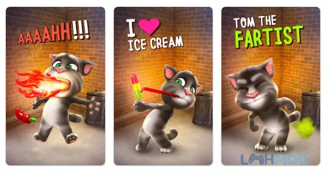 Ảnh 2 của Tải Talking Tom Cat Mod Apk 3.2.2 (Vô Hạn Food) cho Android iOs Giao diện cho mèo Tom ăn uống với nhiều loại thức ăn khác nhau