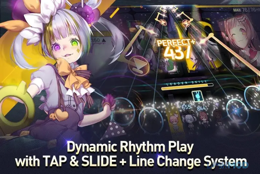 Ảnh 2 của Tải TAPSONIC TOP Mod Apk 1.23.20 (Always Perfect AutoDance) cho Android iOs Giao diện chơi game TAPSONIC TOP với các nốt nhạc đang rơi