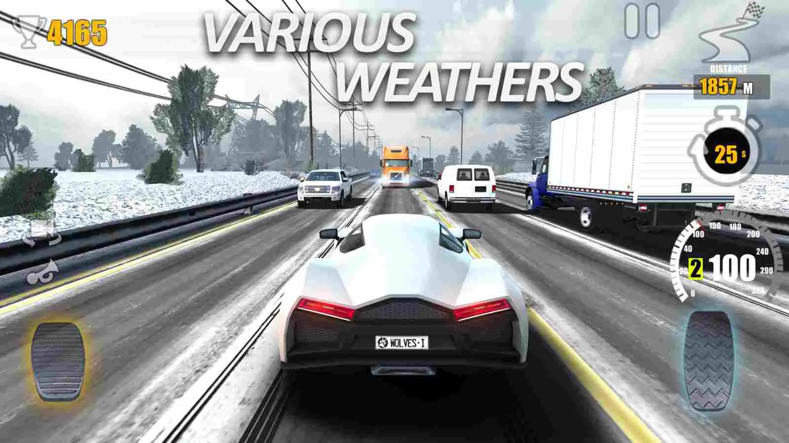 Ảnh 3 của Tải game Traffic Tour Mod APK 2.0.7 (Mở Khoá Xe, Tiền, Gold) Góc nhìn từ buồng lái trong Traffic Tour, hiển thị bảng điều khiển và đường cao tốc