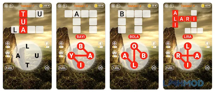 Ảnh 3 của Tải TTS Acak Susun Kata Offline Apk V6.3 cho Android iOs Màn hình hiển thị câu hỏi và các từ bị xáo trộn