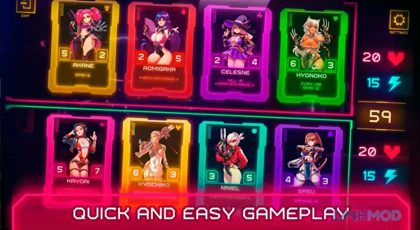 Ảnh 2 của Tải UGWaifus TCG Battle Arena CCG Mod Apk 1.5.1 cho Android iOs Cảnh chiến đấu trong UGWaifus TCG Battle Arena CCG với giao diện thẻ bài và đấu trường