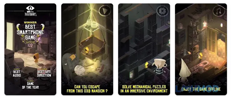 Ảnh 2 của Tải Very Little Nightmares Mod 1.2.2 (MOD Bản Đầy Đủ) Android iOs Cảnh cô gái áo mưa vàng đối mặt với thử thách trong Very Little Nightmares