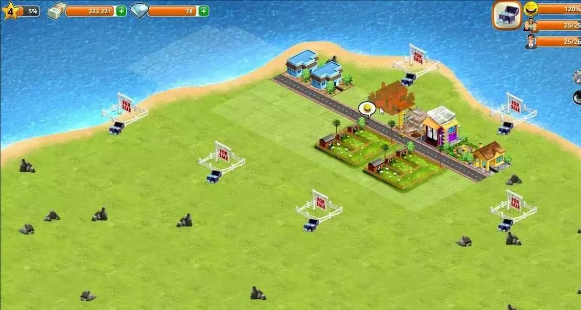 Ảnh 5 của Tải game Village City Mod APK 1.11.3 (Vô Hạn Tiền) Cận cảnh một khu vực giải trí với bãi biển và công trình vui chơi
