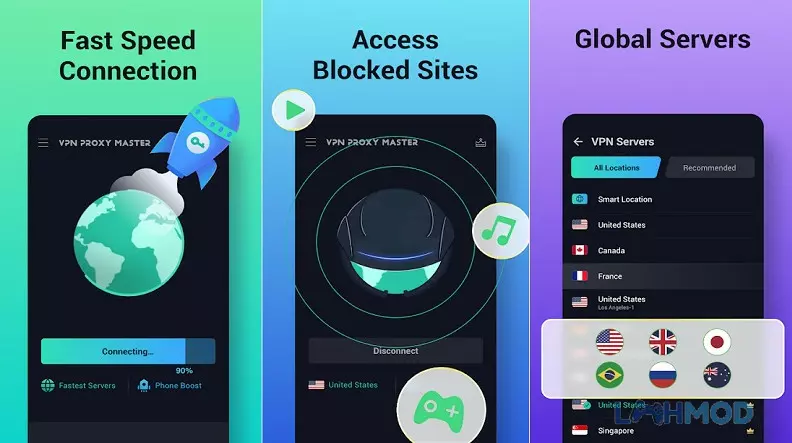 Ảnh 2 của Tải VPN Proxy Master Mod Apk 2.2.6.3 (Mở khóa VIP) cho Android iOs Giao diện kết nối đơn giản và nút kích hoạt VPN của VPN Proxy Master
