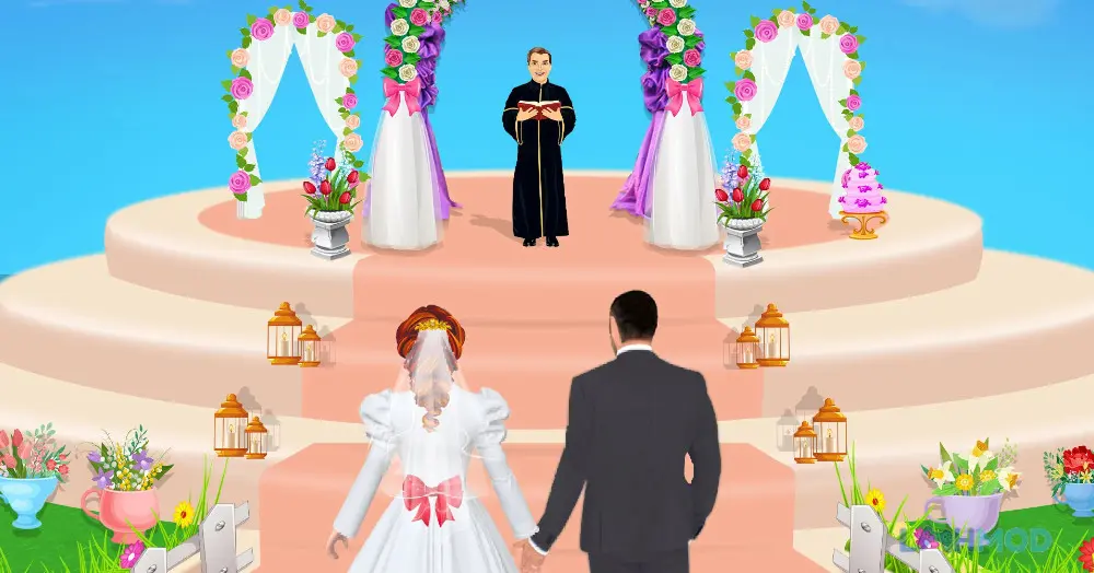 Ảnh 2 của Tải Wedding Race Apk 3.4.1 cho Android iOs Các nhân vật trong Wedding Race ăn mừng chiến thắng trong khung cảnh tiệc cưới