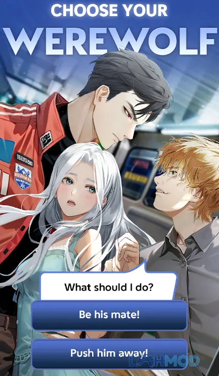 Ảnh 3 của Tải Werewolf Romance Mod Apk 1.4.1 (Unlimited Gem, Ticket) cho Android iOs Một cảnh lãng mạn giữa các nhân vật người sói trong game