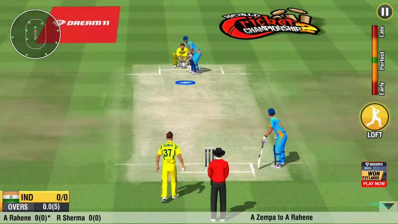 Ảnh 3 của World Cricket Championship 2 Mod APK v5.2.1 (Vô Hạn Tiền, Coins) Cầu thủ đang thực hiện cú đánh bóng trong WCC2