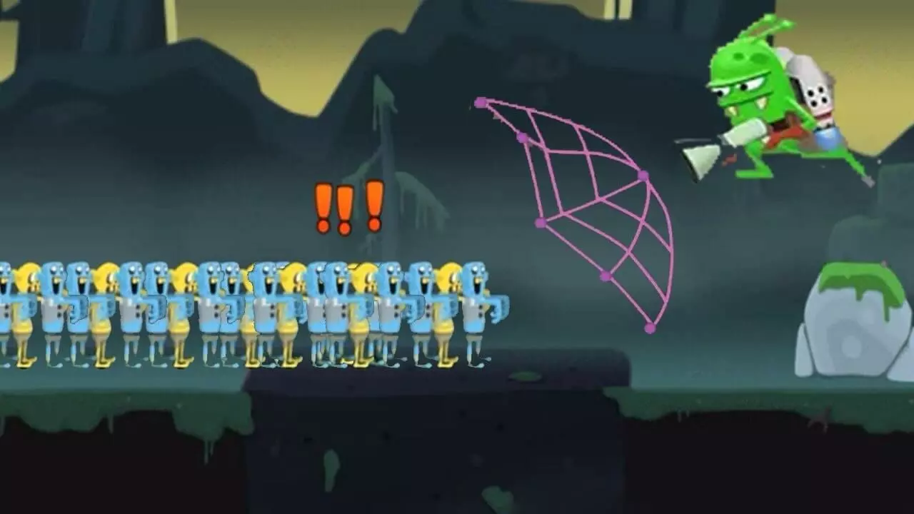 Ảnh 2 của Tải game Zombie Catchers Mod APK 1.32.0 (Menu, Vô Hạn Tiền) Cảnh thợ săn ngoài hành tinh đang bẫy zombie bằng não giả