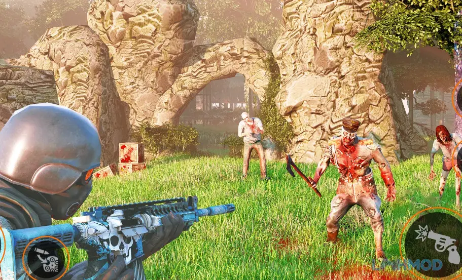 Ảnh 3 của Tải Zombie Games 3D Apk 5.0 cho Android iOs Kho vũ khí đa dạng với súng trường và súng bắn tỉa trong game Zombie Games 3D