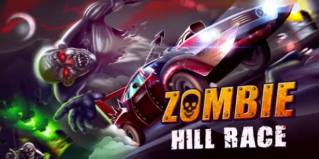 Ảnh 2 của Zombie Hill Racing MOD APK 2.3.2 (Vô hạn tiền) Chiếc xe đua địa hình đang vượt qua chướng ngại vật và zombie