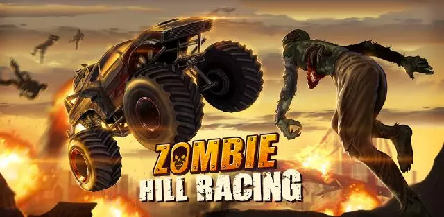 Ảnh 5 của Zombie Hill Racing MOD APK 2.3.2 (Vô hạn tiền) Xe đang bay qua hố sâu trong cuộc đua zombie
