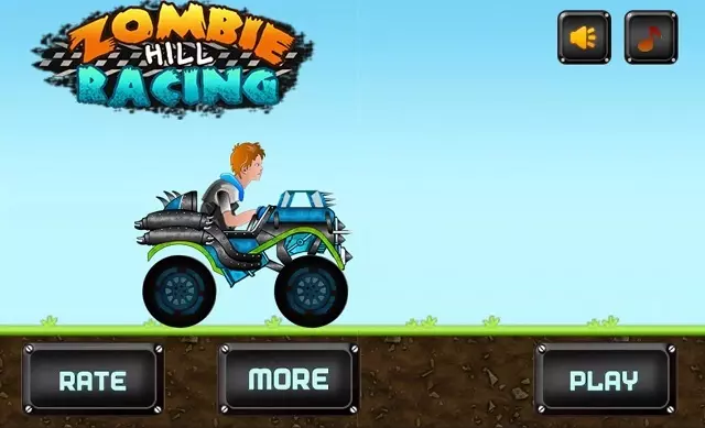 Ảnh 6 của Zombie Hill Racing MOD APK 2.3.2 (Vô hạn tiền) Màn hình game Zombie Hill Racing với các nút điều khiển