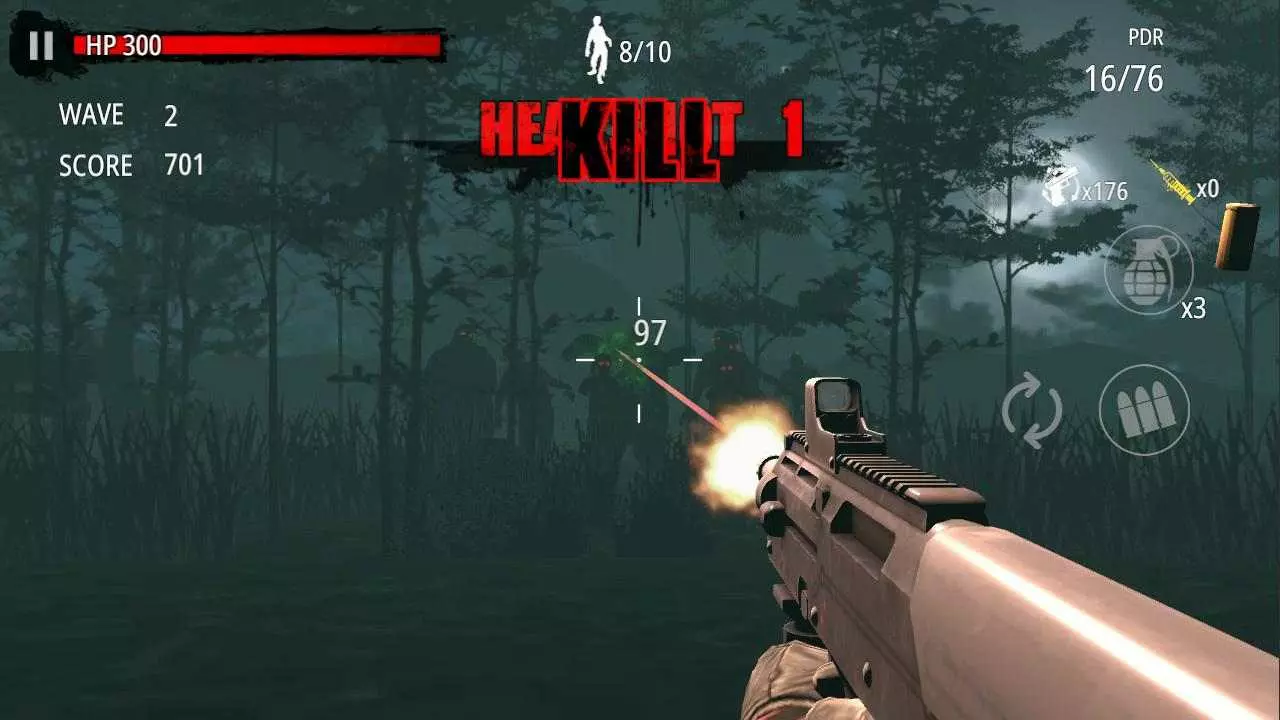 Ảnh 4 của Tải game Zombie Hunter D-Day Mod APK 1.0.904 (Tiền, Bất tử/Onehit) Alt text mô tả game Zombie Hunter D-Day với giao diện tiếng Việt