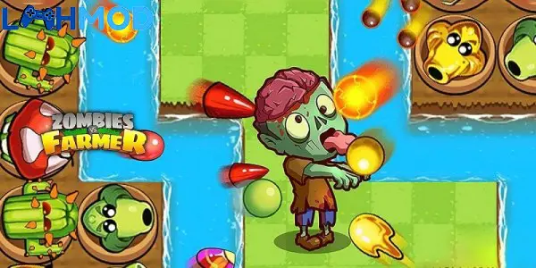 Ảnh 2 của Zombies vs. Farmer 2 MOD APK 2.6.8 (Vô hạn tiền) Cảnh nông dân đang chiến đấu chống lại đàn thây ma trên cánh đồng