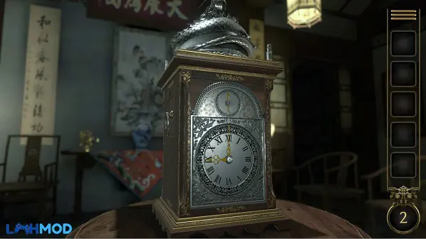 Ảnh 2 của 3D Escape game: Chinese Room Mod Apk (Mẹo không giới hạn) Android Giao diện giải câu đố trong 3D Escape game: Chinese Room, hiển thị các vật phẩm cần tương tác