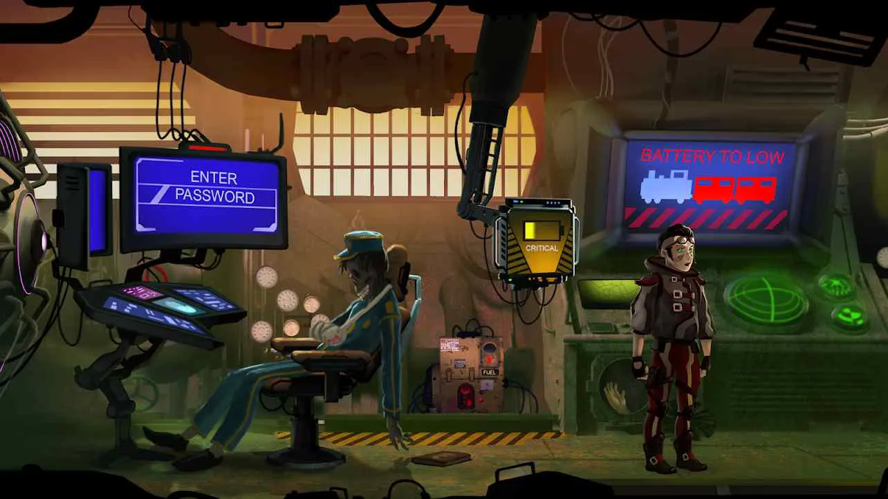 Ảnh 2 của Tải game Adventure Reborn Mod APK 1.33 (Mở Khoá) Cảnh Hope đang tương tác với một NPC với ngoại hình đáng sợ trong thế giới hoang tàn