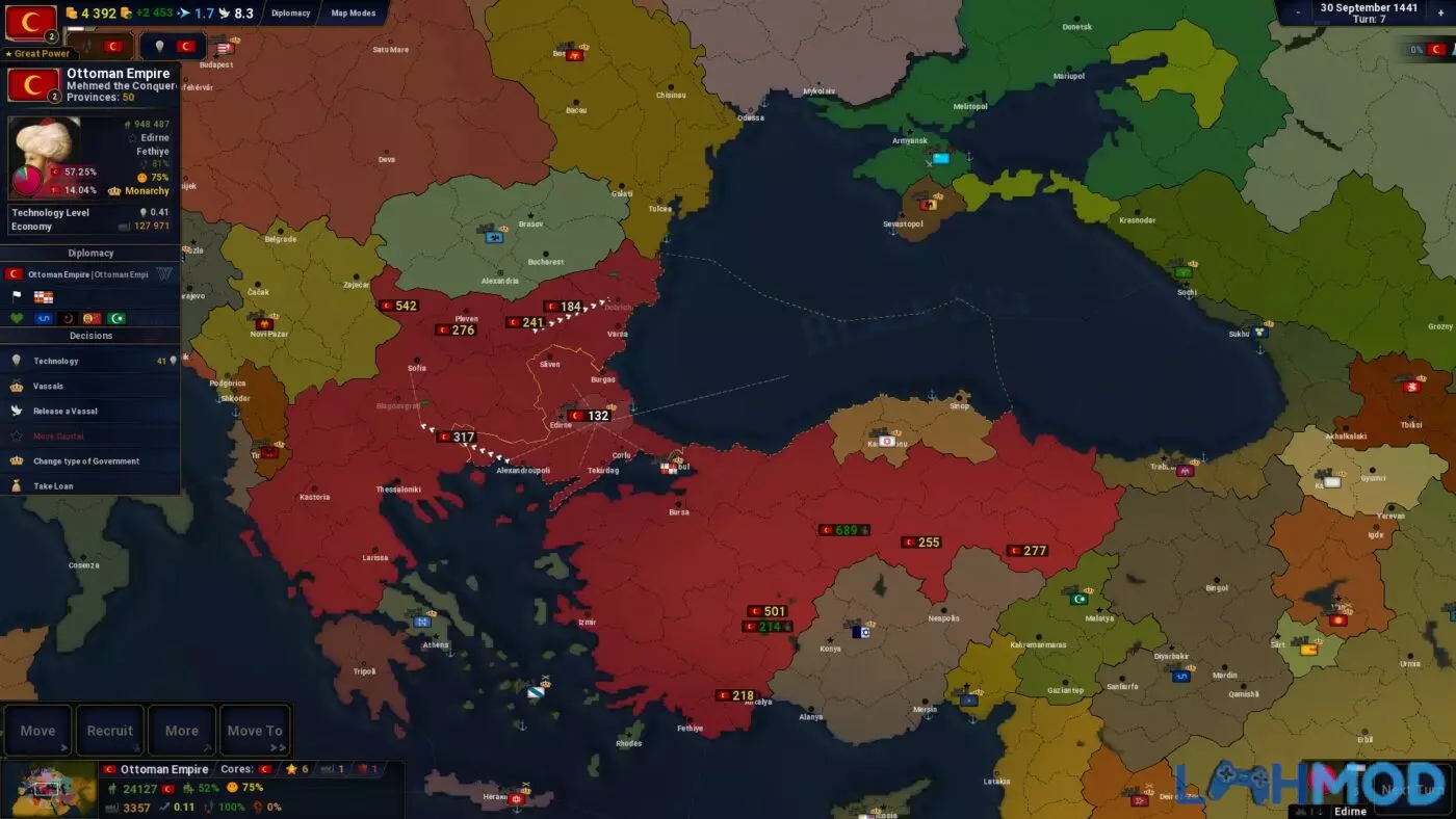 Ảnh 4 của Tải hack Age of History 2 Apk 1.25 cho Android Cảnh quân đội đang di chuyển trên bản đồ thế giới của Age of History 2 Apk