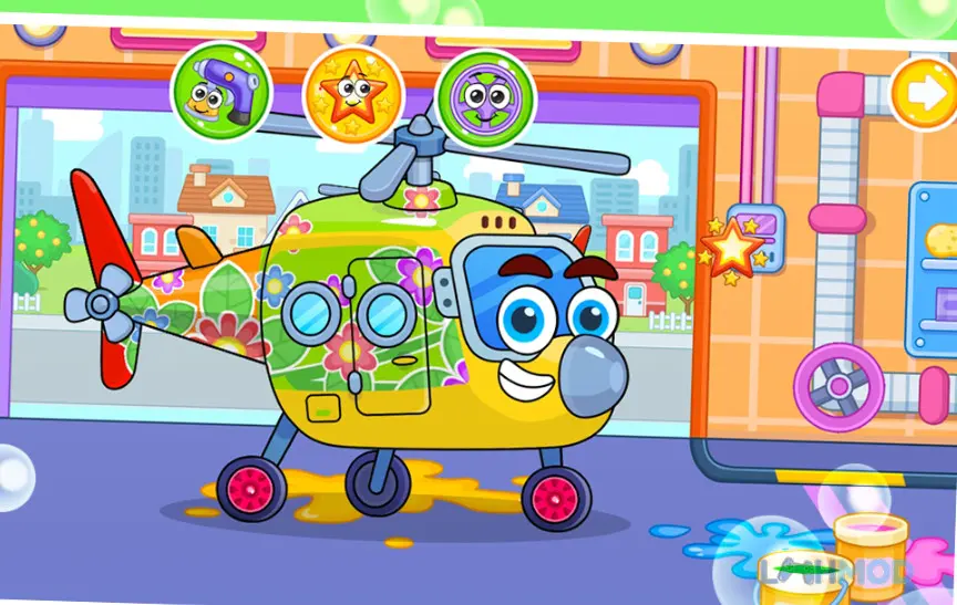 Ảnh 2 của Tải Airplane wash Apk 1.1.0 cho Android iOs Alt text mô tả cảnh một chiếc máy bay đang được làm sạch trong nhà chứa