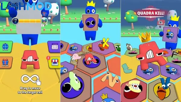 Ảnh 2 của Tải Alphabet Fall.io APK v1.0.63.1 cho Android iOS Cảnh chơi Alphabet Fall.io với nhiều nhân vật trên các khối lục giác